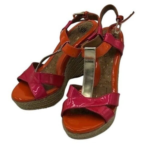 Sofft Womens Sandals Size 9M Multicolored Open Toe Ankle Strap Espadrille Wedge - Picture 1 of 7